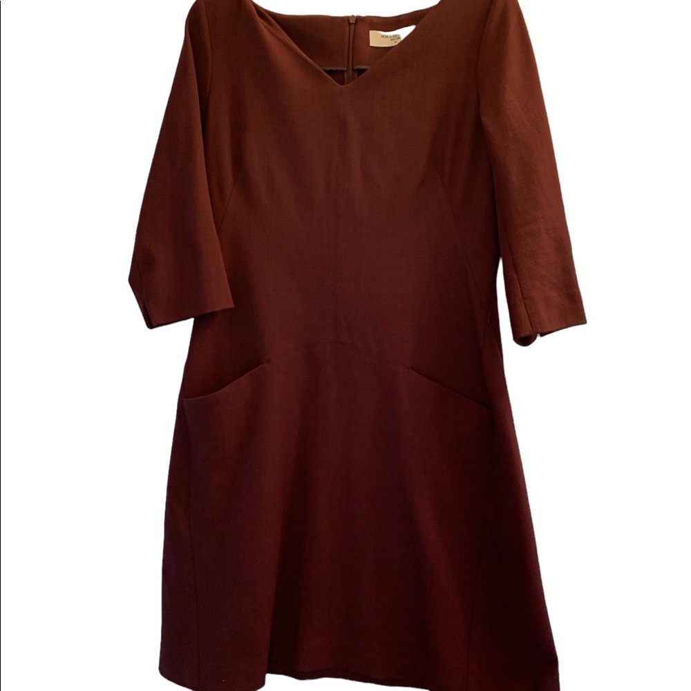 MM LaFleur New York Woman’s Burgundy Shift Dress, Size 12, 3/4 Sleeves